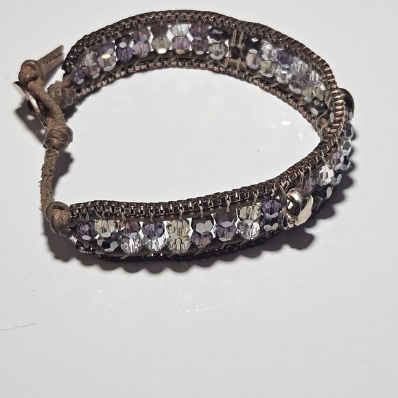 **Final Sale** Nakamol Copper Colored Purple Beaded Skull Bracelet 6.5/7.5" - Picture 10 of 13